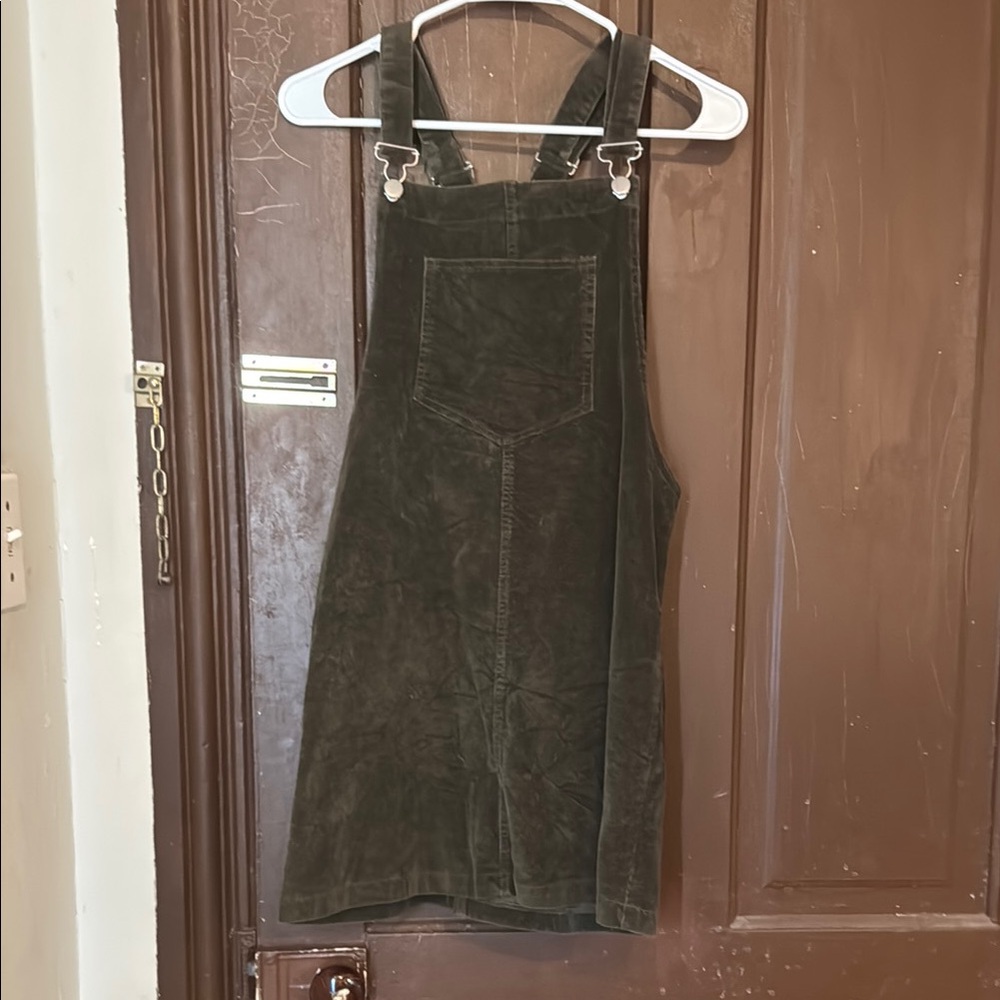 Altar'd State Olive Corduroy Overall Dress
